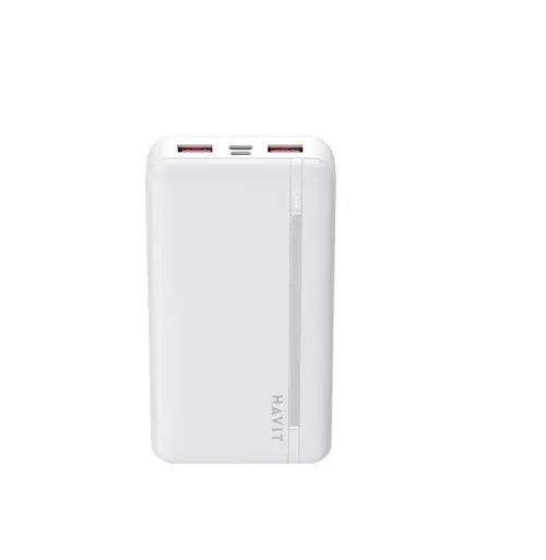 Acumulator extern Havit PB92, 20000mAh, 2x USB-A, 1x USB-C, 70x137x27mm (Alb)