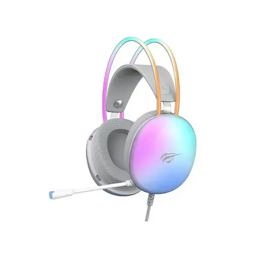 Casti Gaming Havit H2037d, iluminare RGB, Jack 3.5mm, USB (Alb/Gri)