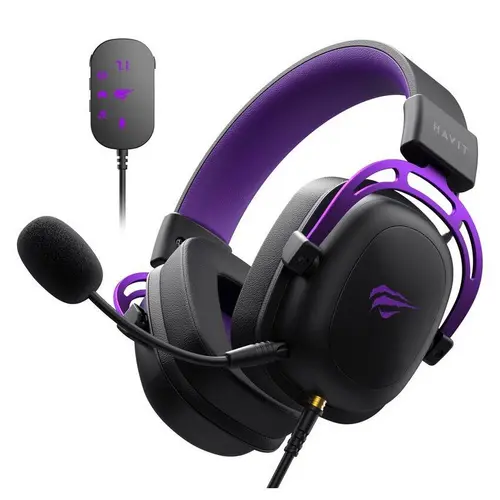 Casti Gaming Havit H2002C+U, Wired, USB (Negru/Mov)