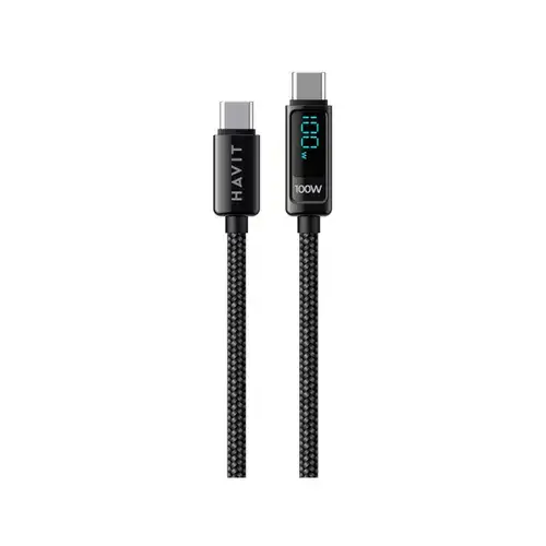 Cablu de date / adaptor Havit CB6247, USB-C Male la USB-C Male, 100 W, 2 m (Negru)