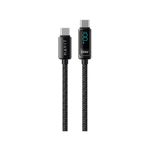 Cablu de date / adaptor Havit CB6247, USB-C Male la USB-C Male, 100 W, 2 m (Negru)