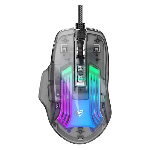 Mouse Gaming cu fir HAVIT MS1011SE, USB, 7200 DPI, RGB (Transparent)