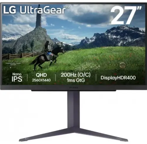 Monitor Gaming IPS LED LG 27inch 27GS85QX-B, QHD (2560 x 1440), HDMI, DisplayPort, Pivot, 200 Hz, 1 ms (Negru)