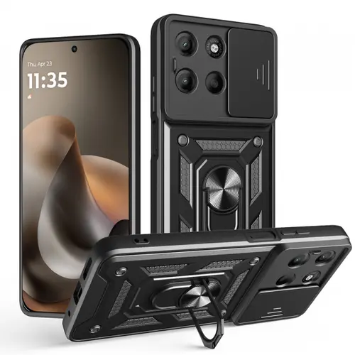 Husa pentru Motorola Moto G77 / G67, Techsuit, CamShield, Negru