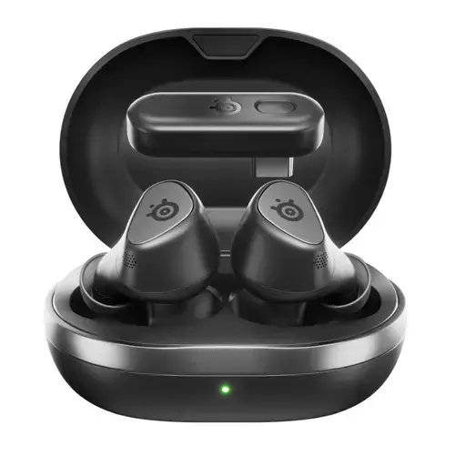 Casti Gaming Wireless In-Ear SteelSeries Arctis GameBuds pentru PlayStation, 2.4GHZ + Bluetooth, USB-C, ANC, Autonomie pana la 10 ore (Negru)