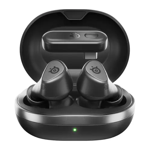 Casti Gaming Wireless In-Ear SteelSeries Arctis GameBuds pentru PlayStation, 2.4GHZ + Bluetooth, USB-C, ANC, Autonomie pana la 10 ore (Negru)
