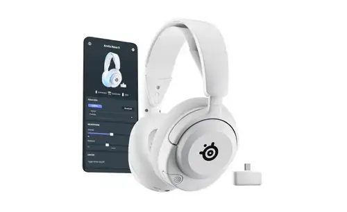 Casti Gaming SteelSeries Arctis Nova 5 Wireless, Over-ear, Pentru PC, Microfon, Autonomie 60 ore (Alb)