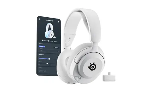 Casti Gaming SteelSeries Arctis Nova 5 Wireless, Over-ear, Pentru PC, Microfon, Autonomie 60 ore (Alb)