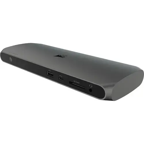 Docking Station Corsair TBT100 Thunderbolt 3, 2x USB 3.1, 1x RJ-45, 1x 3.5mm Jack, Displayport, 2x USB-C, Card SD (Gri)