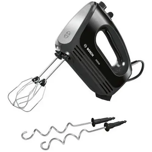 Mixer manual Bosch MFQ2420B, 4 trepte de viteza, nivel Turbo, 400 W, Negru/Argintiu