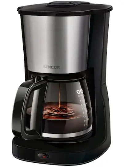 Cafetiera Sencor SCE 3050SS, 1000 W, 1.25 L, Recipient sticla (Negru/Argintiu)