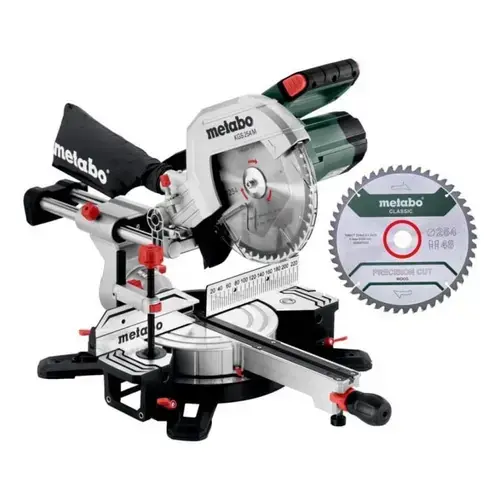 Fierastrau circular stationar cu sanie Metabo KGS 254 M Set, 2 panze circular, debitare inclinata, 4500 rot/min, 220 V
