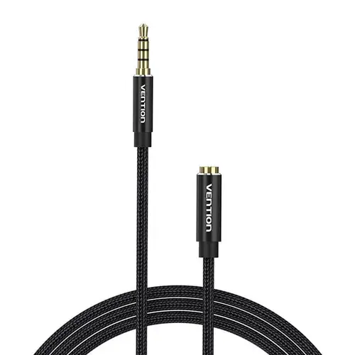 Cablu prelungitor audio Vention BHCBH, TRRS 3,5 mm tata la 3,5 mm mama 2 m (Negru)