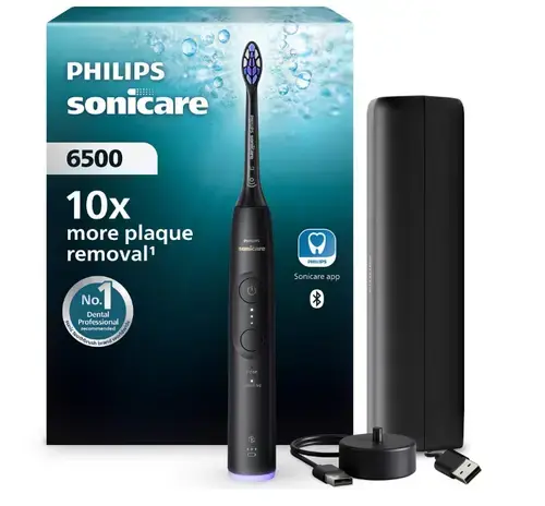 Periuta de dinti electrica Philips Sonicare HX7411/10, 62.000 miscari/minut, autonomie 21 zile, 3 moduri de periere,3 intensitati, senzor presiune luminos, functia BrushSync, capat de periere Senstive, toc transport (Negru)
