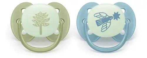Set 2 suzete Philips Avent Philips Avent SCF094/05, Ultra soft ​Nighttime 18+ luni, 2 buc, fosforescente (Albastru/Verde)