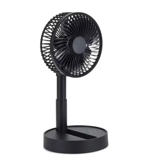 Ventilator de birou reincarcabil Livoo DOM510N, 4 viteze, diametru 15 cm, acumulator 1800 mAh, 11 ore autonomie, baza antiderapanta (Negru)