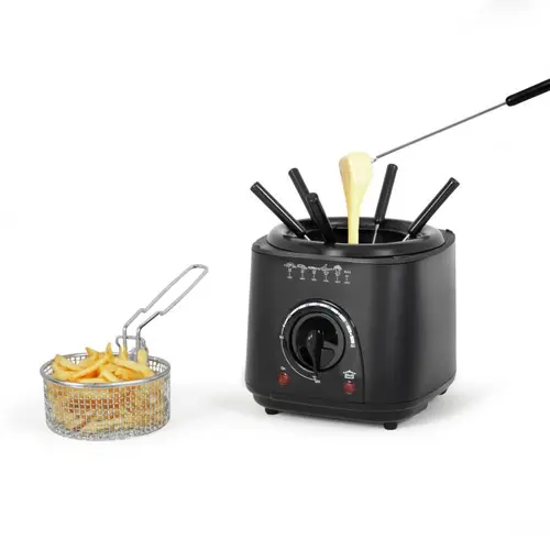Friteuza electrica si set fondue Livoo ON1019N, 950W, capacitate 1L, termostat reglabil, capac detasabil, protectie la supraincalzire (Negru)