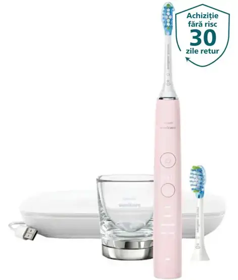 Periuta de dinti electrica Philips Sonicare DiamondClean HX9911/29, 62000 Miscari/Minut, 4 Moduri de curatare, 3 Intensitati (Roz)
