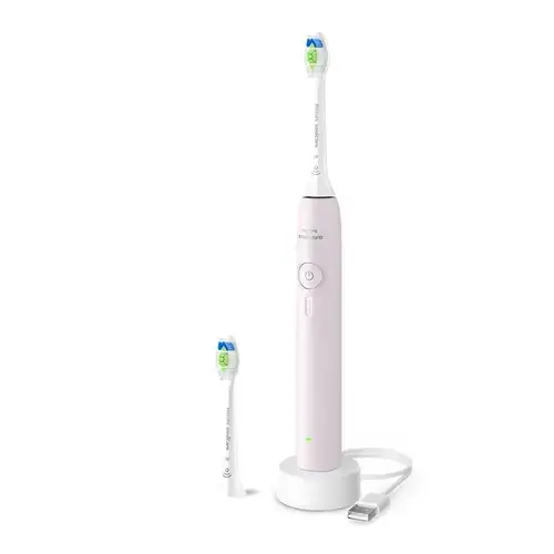 Periuta electrica Philips Seria 3100 HX4032/03, 3 viteze, SmartTimer si Quadpacer, 2 capete incluse, Autonomie pana la 14 zile (Roz)