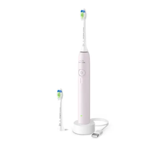 Periuta electrica Philips Seria 3100 HX4032/03, 3 viteze, SmartTimer si Quadpacer, 2 capete incluse, Autonomie pana la 14 zile (Roz)