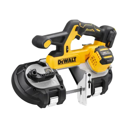 Fierastrau cu banda pe acumulator DeWALT DCS378N, 18V XR, motor fara perii, putere 530W, viteza maxima 174 m/min, viteza variabila, capacitate mare de tăiere 86 mm, iluminare LED, schimbare rapida si usoara a lamei, nu include incarcator/acumulator