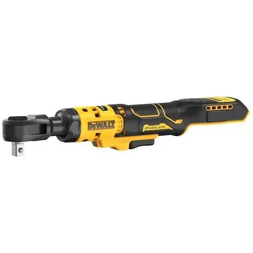 Cheie cu clichet pe acumulator DeWALT DCF512N, 18V XR, brushless, cap 1/2 inch, 95 Nm, viteza 0-250 RPM, mecanism de protectie, design compact de doar 360 mm, iluminare LED, nu include incarcator/acumulator