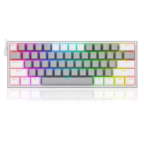 Tastatura gaming mecanica Redragon Fizz, iluminare RGB, switch-uri rosii (Alb)