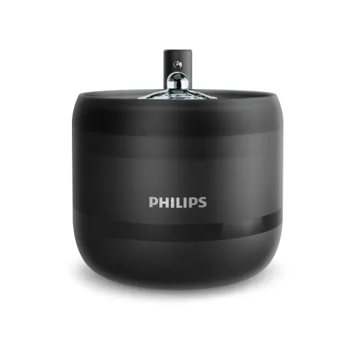 Fantana de apa automata pentru animale Philips, seria PET, sistem de filtrare pluristratificat, 2.2l, nivel de zgomot redus, senzor de miscare, design antizgariere, cu bol antivarsare (Negru)