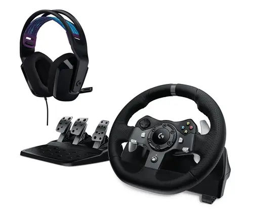 Volan cu pedale Logitech G920 Driving Force pentru Xbox Series X/S, Xbox One, PC + Casti Logitech G335 (Negru)