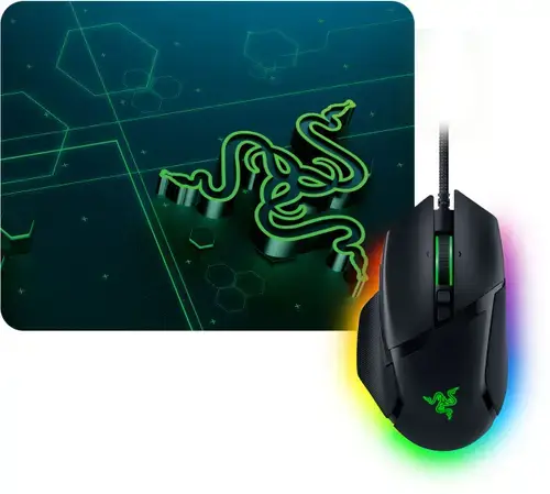 Mouse Gaming Razer Basilisk V3 + Mouse Pad Goliathus Mobile, USB, 26000 dpi (Negru)