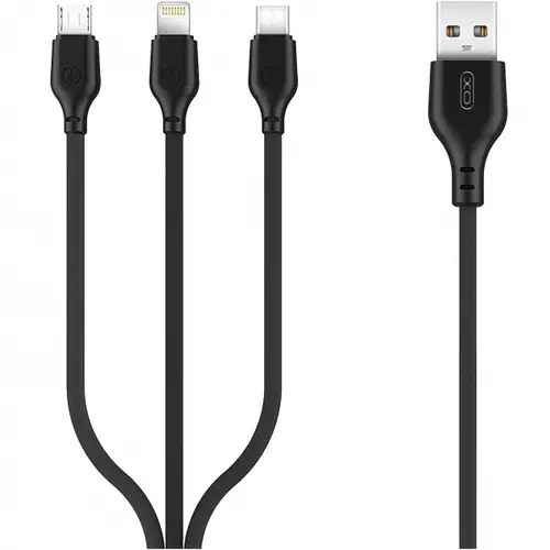Cablu Incarcare USB-A - Lightning / microUSB / USB-C XO Design NB103 3in1, 10W, 1m, Negru