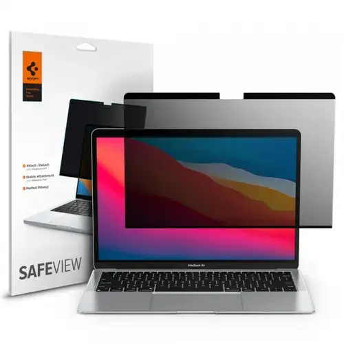 Folie Protectie Privacy Spigen Safe View Magnetic AFL06253 pentru Apple MacBook Air M3 13inch (2024) / (2022), Plastic