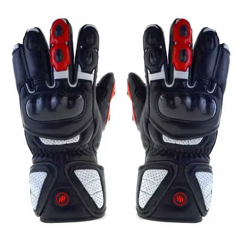 Manusi de motocicleta incalzite Glovii GDBXL, cu acumulator si incarcator, Negru/Alb/Rosu, XL