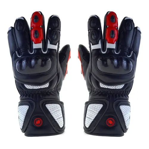 Manusi de motocicleta incalzite Glovii GDBL, cu acumulator si incarcator, Negru/Alb/Rosu, L