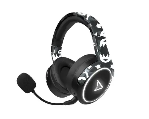 Casti Gaming Steel Play Impulse, Microfon detasabil, Cu fir si Bluetooth (Negru/Alb)