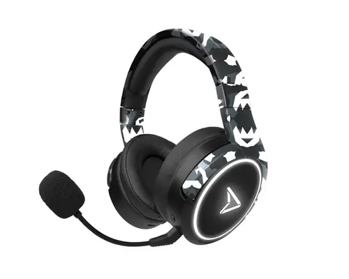 Casti Gaming Steel Play Impulse, Microfon detasabil, Cu fir si Bluetooth (Negru/Alb)