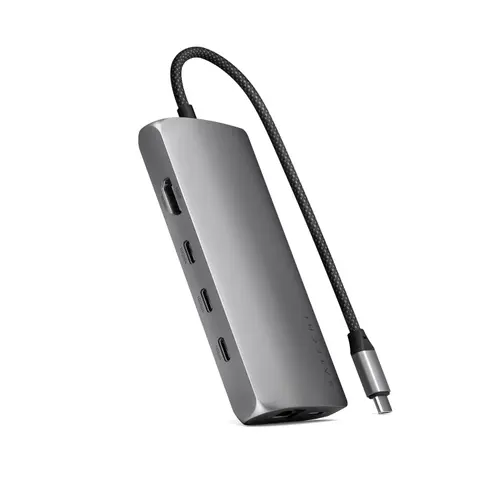 HUB USB Multiport Satechi ST-P8KEM, USB-C PD 100 W, 5x USB Type-C, HDMI 8K, Ethernet V3 (Gri)