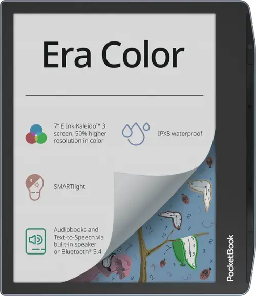 eBook Reader PocketBook Era Color, Ecran E Ink Kaleido™ 3 capacitiv multisenzor 7inch, 300ppi, Bluetooth 5.4, Wi-Fi, Procesor Quad-Core 1.8GHz, 1GB RAM, 32GB Flash, Waterproof IPX8 (Albastru)