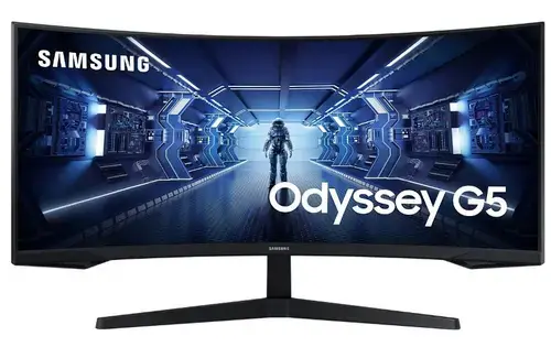 Monitor Gaming VA LED Samsung 34inch LC34G55TWWPXEN, WQHD (3440 x 1440), HDMI, DisplayPort, AMD FreeSync, Ecran Curbat, 165 Hz, 1 ms (Negru)