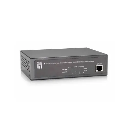 Switch LevelOne FEP-0511, 4 Porturi, Ethernet, PoE (Negru)