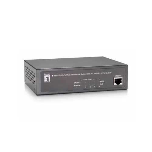 Switch LevelOne FEP-0511, 4 Porturi, Ethernet, PoE (Negru)