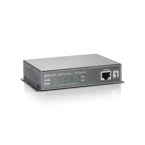 Switch LevelOne GEP-0520, 4 Porturi Gigabit, PoE (Argintiu)