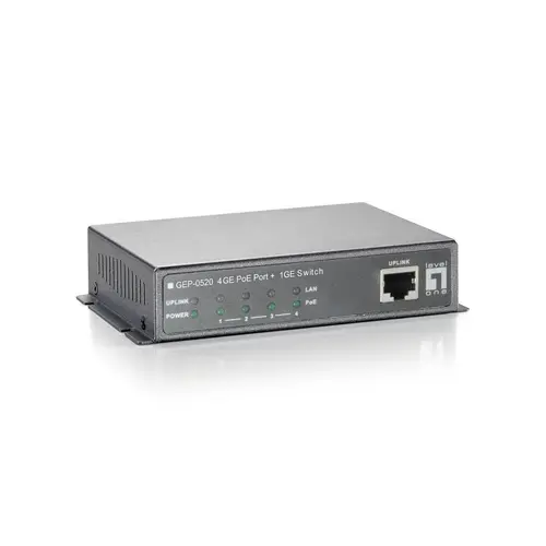 Switch LevelOne GEP-0520, 4 Porturi Gigabit, PoE (Argintiu)