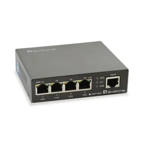 Switch LevelOne GEP-0523, 5 Porturi, PoE (Negru)