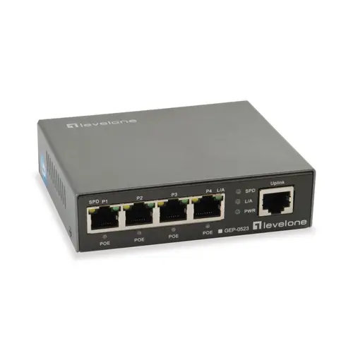 Switch LevelOne GEP-0523, 5 Porturi, PoE (Negru)