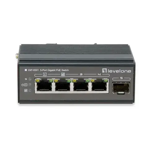 Switch industrial LevelOne IGP-0501, 5 Porturi Gigabit, PoE (Negru)