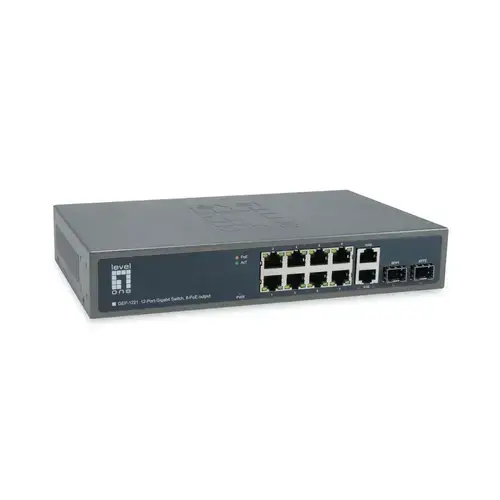 Switch LevelOne GEP-1221, Gigabit, 12 Porturi, PoE (Negru)