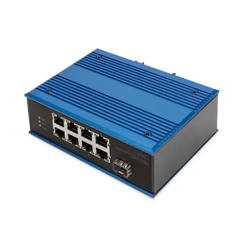 Switch Digitus DN-651133, 8 Porturi Fast Ethernet, PoE (Albastru/Negru)