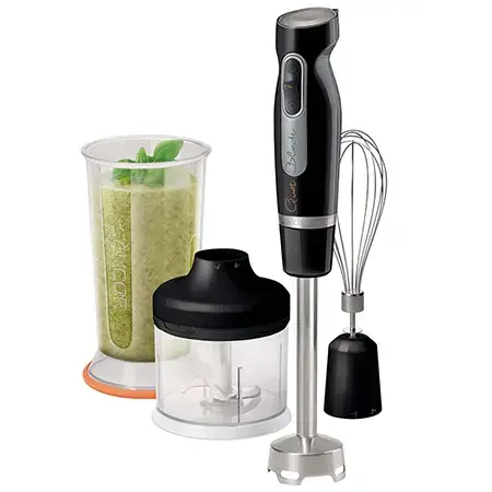 Set blender de mana Sencor SHB4379BK, 800 W, 2 viteze, Pahar 700 ml, Tocator 500 ml (Negru)