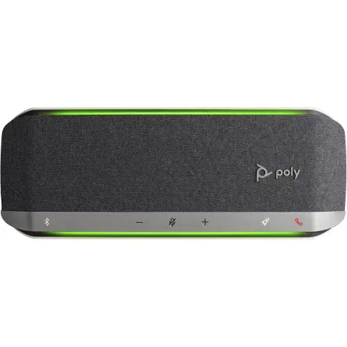 Difuzor pentru conferinte Poly Sync 40+, Microfon, Pana la 30 ore convorbire, USB Dongle, Bluetooth 5.1 (Negru/Argintiu)